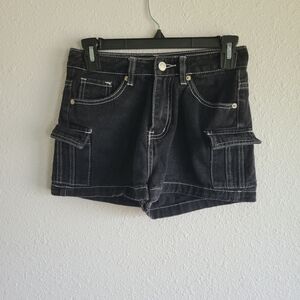 Los Angeles Sixty-Six Black Denim Cargo Shorts Womens Size 3